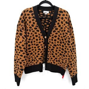 NWT ASKK NY Wool Blend Cheetah Print Cardigan Women's Size XL